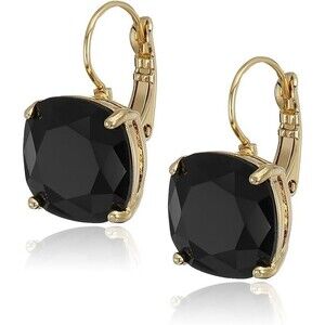 Kate Spade New York Earrings Small Square Leverback Jet Black Drop Earrings